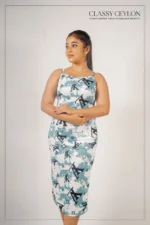 Aura Print Body Cone Dress - Aqua