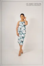 Aura Print Body Cone Dress - Aqua - Image 2