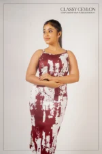 Aura Print Body Cone Dress - Maroon - Image 2