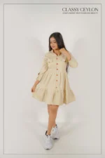 Casual Modern Day Dress - Beige - Image 2