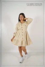 Casual Modern Day Dress - Beige