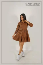 Casual Modern Day Dress - Brown - Image 2