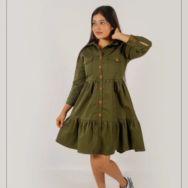 Casual Modern Day Dress - Green