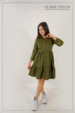 Casual Modern Day Dress - Green - Image 2