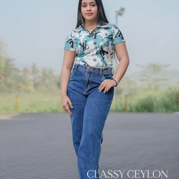 Casual Splash Print Top - Green