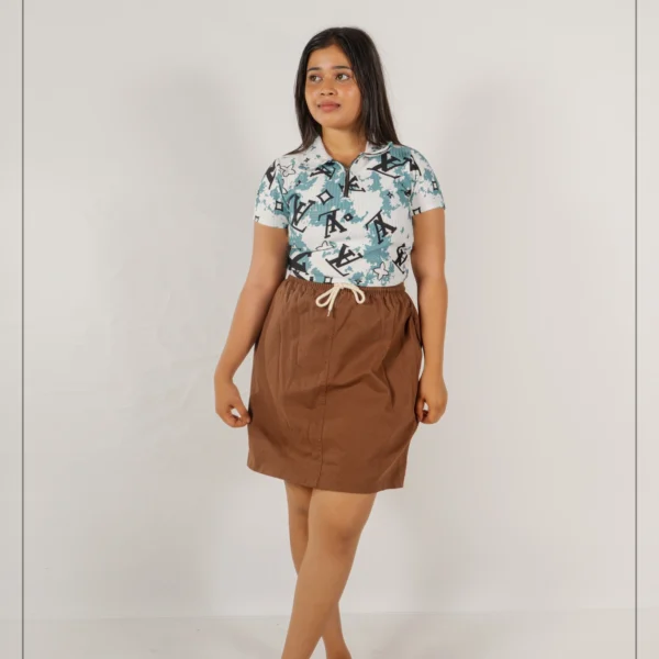 Comfort Fit Mini Skirt - Brown