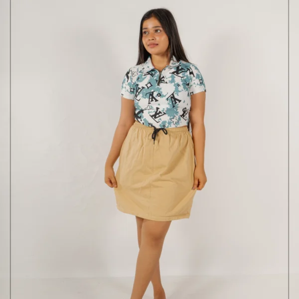 Comfort Fit Mini Skirt - Cream