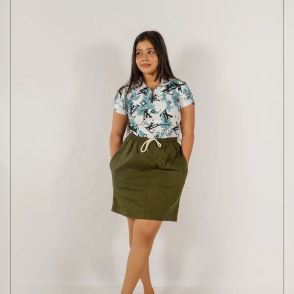 Comfort Fit Mini Skirt - Green