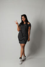 Stripe Drop Shoulder Frock-Black - Image 3