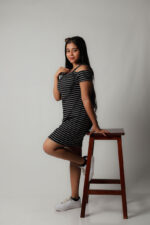 Stripe Drop Shoulder Frock-Black - Image 5