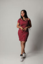Stripe Drop Shoulder Frock-Red - Image 4