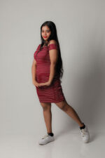 Stripe Drop Shoulder Frock-Red - Image 3