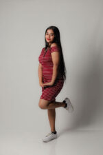Stripe Drop Shoulder Frock-Red - Image 2