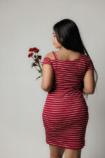 Stripe Drop Shoulder Frock-Red - Image 5