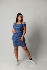 Stripe Drop Shoulder Frock-Blue - Image 3