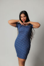 Stripe Drop Shoulder Frock-Blue - Image 4