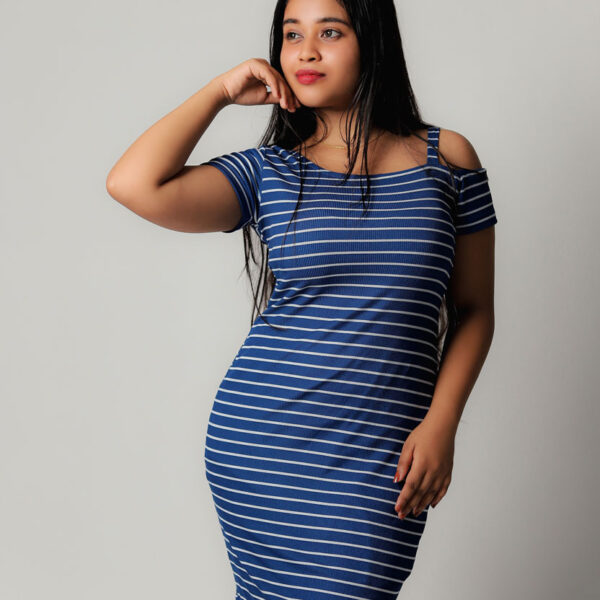 Stripe Drop Shoulder Frock-Blue