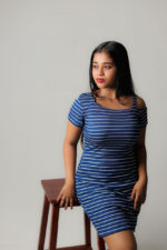 Stripe Drop Shoulder Frock-Blue - Image 5