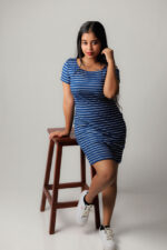 Stripe Drop Shoulder Frock-Blue - Image 2