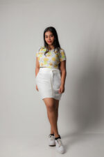 Mini Skirt White and Yellow Top