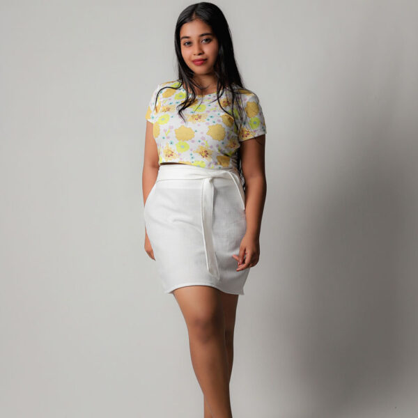 Mini Skirt White and Yellow Top
