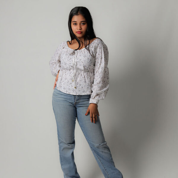 Cotton Front Tie up Top-Brown