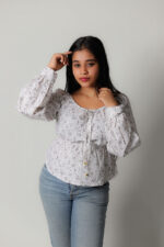 Cotton Front Tie up Top-Brown - Image 5