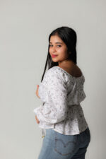 Cotton Front Tie up Top-Brown - Image 2