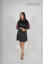 Noir Floral Embroidered Dress - Image 2