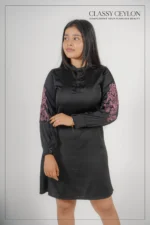 Noir Floral Embroidered Dress