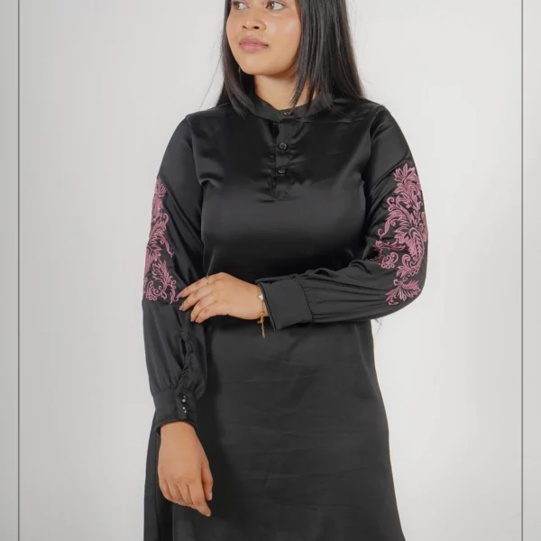 Noir Floral Embroidered Dress