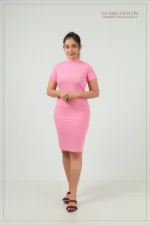 Ribbed High-Neck Bodycon Dress - pastel Pink - Image 2