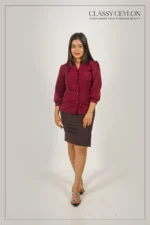 Serene Office Charm Top – Maroon Wine
