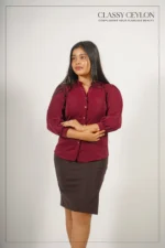 Serene Office Charm Top – Maroon Wine - Image 2
