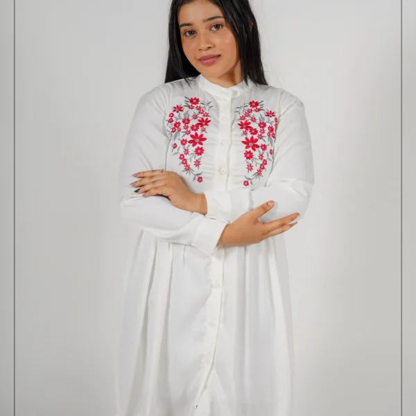 White Blossom Embroidered Dress