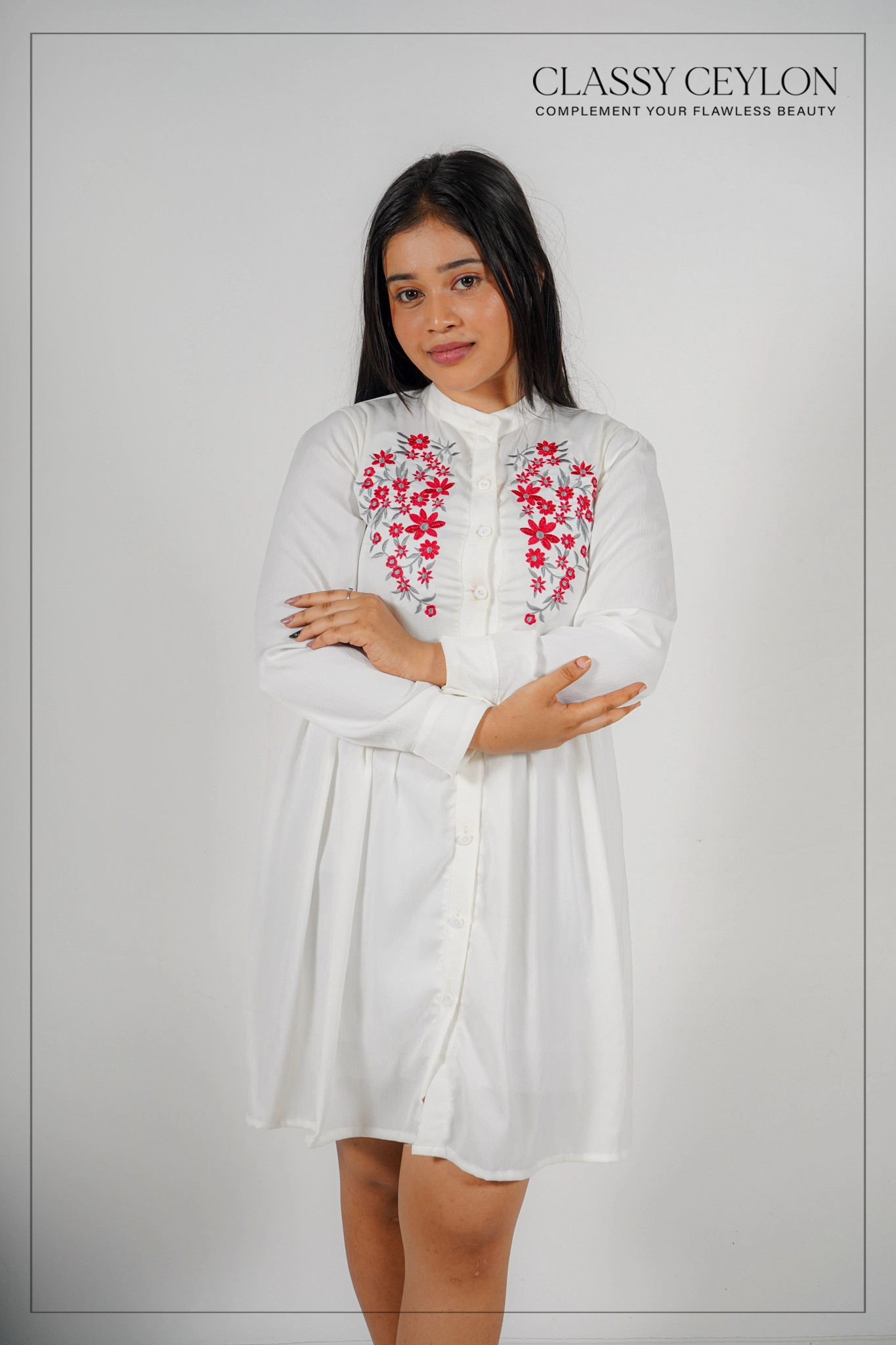 White Blossom Embroidered Dress
